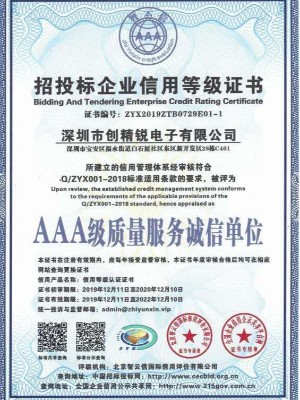 AAA級(jí)質(zhì)量服務(wù)誠信單位